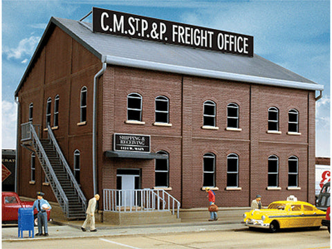 HO Brick Freight Office -- Kit - 8-13/16 x 9 x 6-1/8" 22.4 x 22.9 15.6cm
