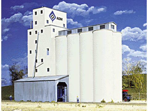HO ADM(R) Concrete Grain Elevator -- Kit - 13-1/2 x 9 x 13-1/2" 33.7 x 23.7 x 33.7cm