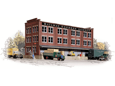HO Railway Express Agency (REA) Transfer Building -- Kit - 13-1/8 x 4-1/2 x 6-3/8" 32.8 x 11.2 x 15.9cm