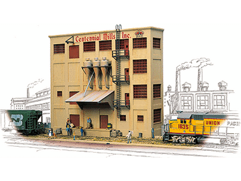 HO Centennial Mills Background Building -- Kit - 10-3/16 x 1-15/16 x 8-7/16" 25.4 x 4.8 x 21cm