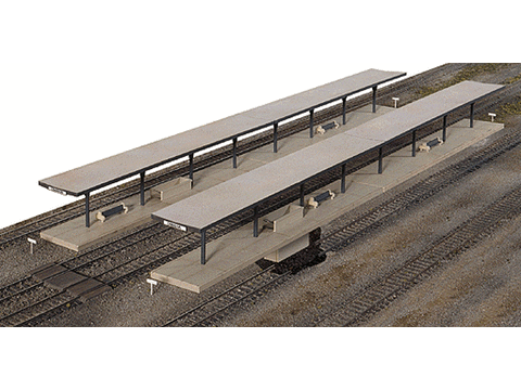HO Butterfly Style Station Platform Shelter pkg(4) -- Kit - Each Section: 11 x 2-1/8 x 2-1/4" 27.5 x 5.3 x 5.6cm