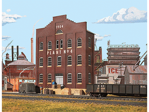 HO Plant No. 4 Background Building -- Kit - 6 x 2-1/4 x 7-1/2" 15 x 5.6 x 18.7cm