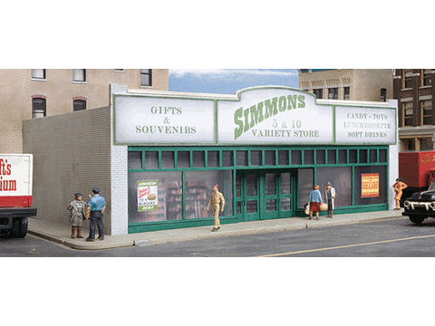 HO Simmons Five & Dime - Main Street USA -- Kit 7-1/8 x 5-1/2 x 3" 18 x 13.9 x 7.6cm