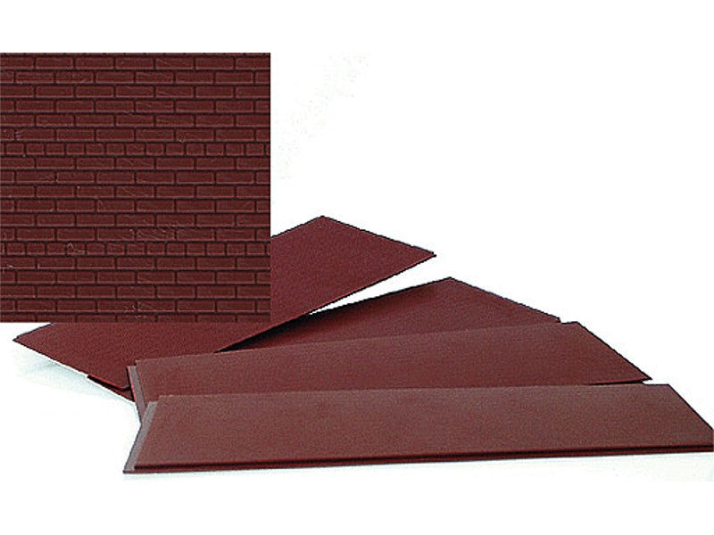 933-3523 HO Brick Sheet - 4 x 9-3/4" 10.1 x 24.7cm pkg(4) -- Dark Red