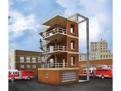 HO Fire Department Drill Tower -- Kit - 4-1/8 x 3-7/16 x 7" 10.5 x 8.7 x 17.8cm