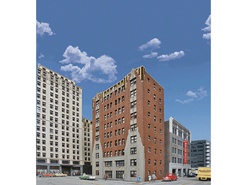 933-3770 HO City Apartment Building -- Kit - 8-1/8 x 5-3/16 x 12-11/16" 20.6 x 13.2 x 32.2cm