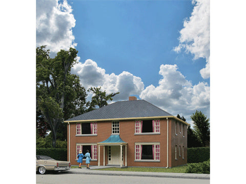 HO Four-Unit Brick Apartment Building -- Kit: 5-3/4 x 5-13/16 x 3-5/8" 14.6 x 14.7 x 9.2cm