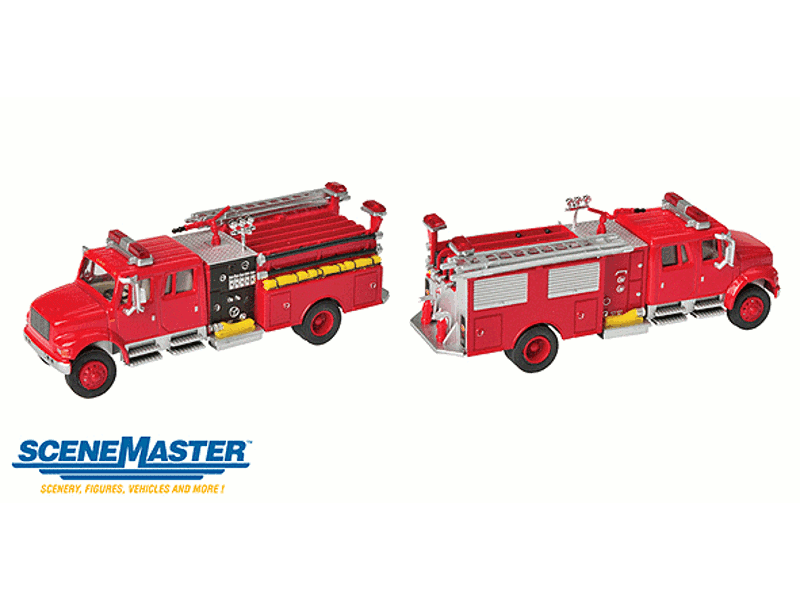 949-11841 HO International 4900 Crew Cab Fire Engine - Assembled -- Red