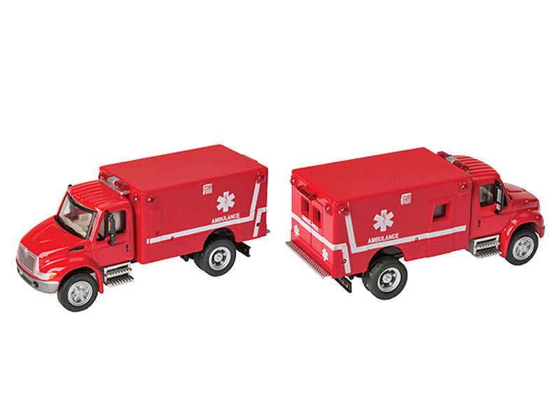 949-11931 HO International 4300 EMS Ambulance - Assembled -- Red