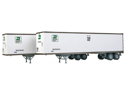 HO 45' Stoughton Trailer 2-Pack - Assembled -- Burlington Northern