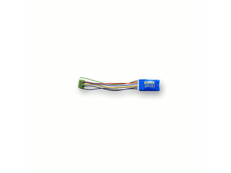 dgtdh163p HO DCC Decoder, 3.2" Wires 6-Function 8-Pin 1.5A