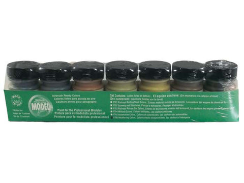 A Modelflex Weathering Color Paint Set -- Includes: Grimy & Weathered Black, Rust, Mud, Earth, Rail & Roof Brown