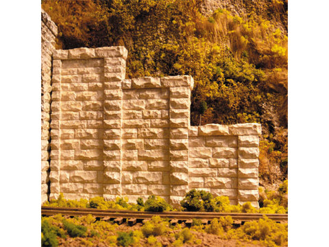 HO Cut Stone Stepped Tunnel Abutment -- 4-1/2" 11.4cm Base, Max Height 3-1/2" 8.9cm 1 Pair