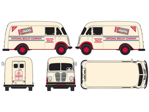 HO 1940/50s International Harvester Metro Delivery Van - Assembled - Mini Metals -- National Biscuit Co. (Nabisco, ivory, red, blue)