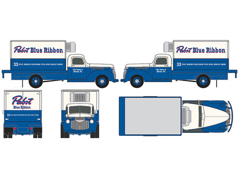 HO 1941-1946 Chevrolet Reefer Truck - Assembled - Mini Metals(R) -- Pabst Blue Ribbon Beer (blue, white)